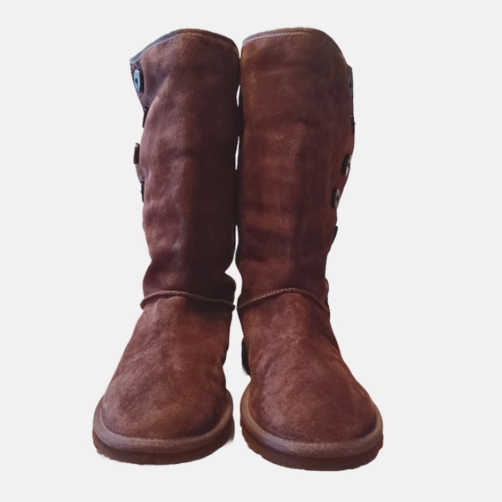 UGG SUEDE LEATHER BUTTON-UP BOOTS SIZE 7